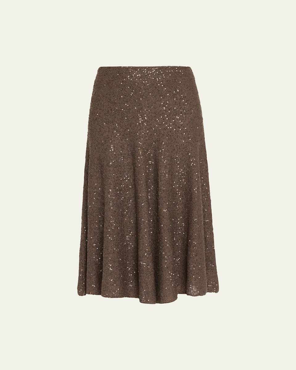 Sequined Cashmere Midi Skirt